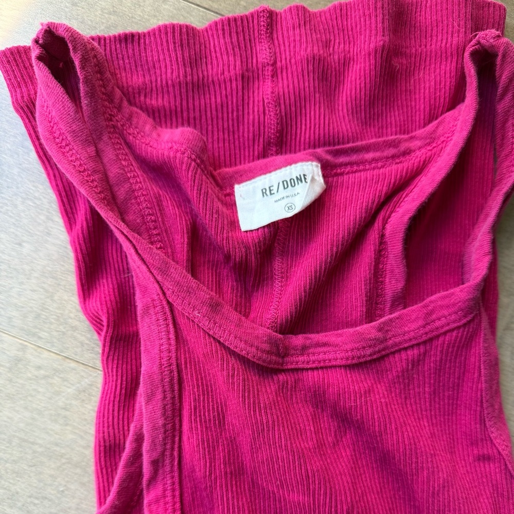 RE/DONE Pink Ribbed Tank - Picture 5 of 9
